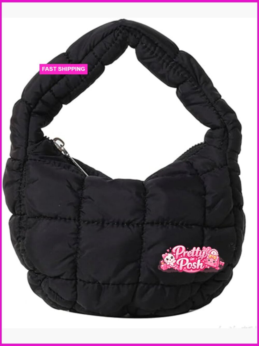 Mini Puffy Quilted Handbag Soft Puffer Tote Cute Wrist Bubble Bag Lightweight